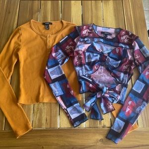 Bundle 2 Forever 21 Long Sleeve Tops. Size Small
